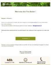 e-mailing - Marketing relationnel - Bienvenue - Welcome - Transactionnels - Confirmation Ouverture de compte - Yves Rocher - 07/2020