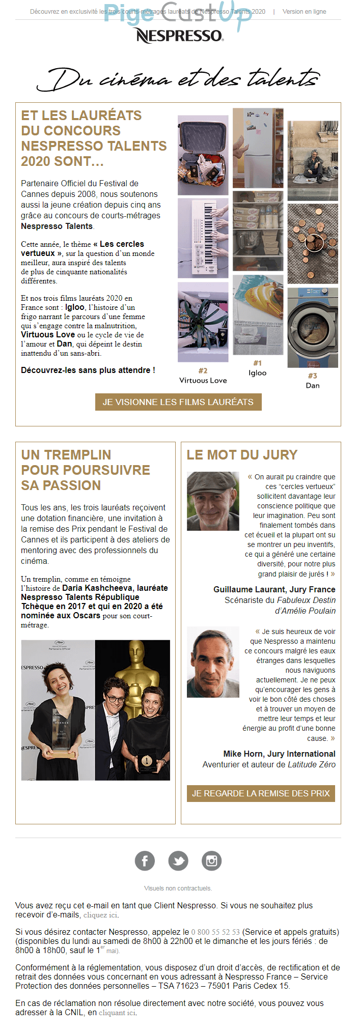 Exemple de Type de media  e-mailing - Nespresso - Marketing relationnel - Newsletter