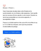 e-mailing - Marketing relationnel - Alerting - Marketing fidélisation - Incitation au réachat - Dropbox - 07/2020