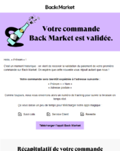 e-mailing - Transactionnels - Confirmation de commande - Back Market - 08/2020