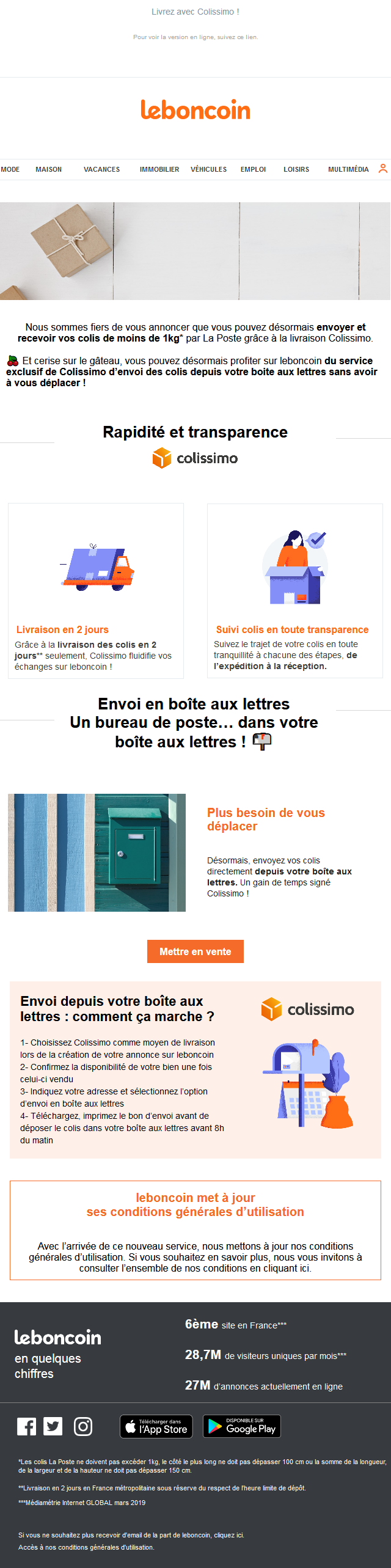 Exemple de Type de media  e-mailing - Leboncoin - Marketing marque - Communication Services - Nouveaux Services