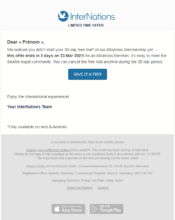 e-mailing - Marketing Acquisition - Relance inactifs - InterNations - 01/2022