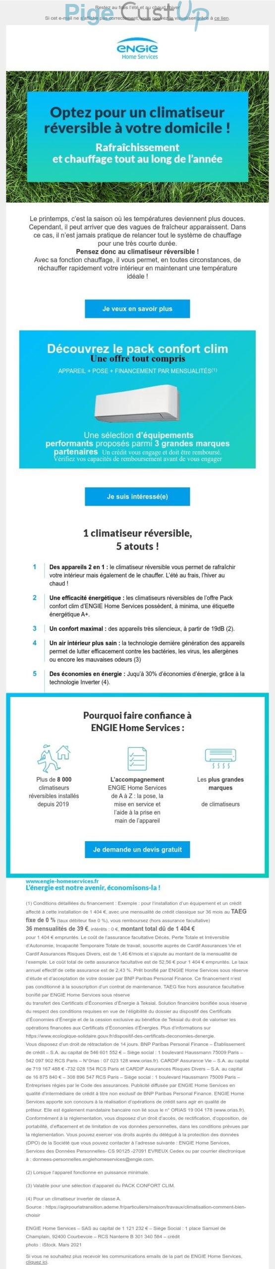 Exemple de Type de media  e-mailing - Engie - Marketing fidélisation - Up sell - cross sell