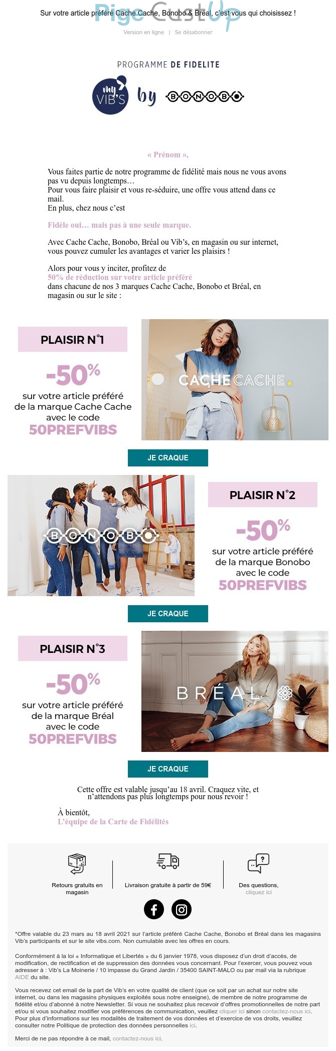 Exemple de Type de media  e-mailing - Bonobo - Marketing Acquisition - Relance inactifs