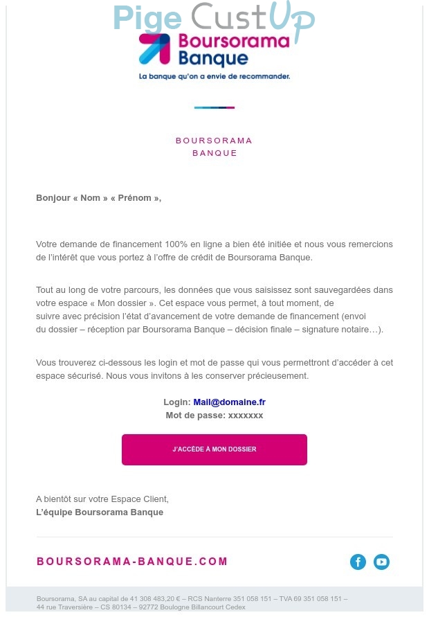 Exemple de Type de media  e-mailing - Boursorama - Transactionnels - Confirmation de commande