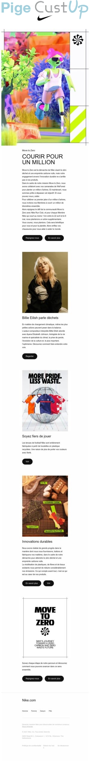 Exemple de Type de media  e-mailing - Nike - Marketing relationnel - Newsletter