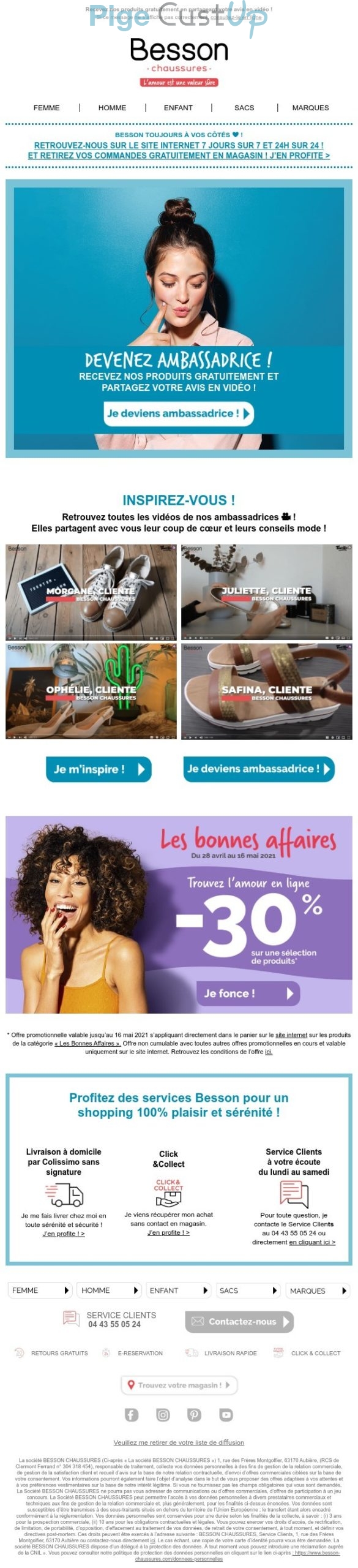 Exemple de Type de media  e-mailing - Besson - Marketing marque - Partenariats