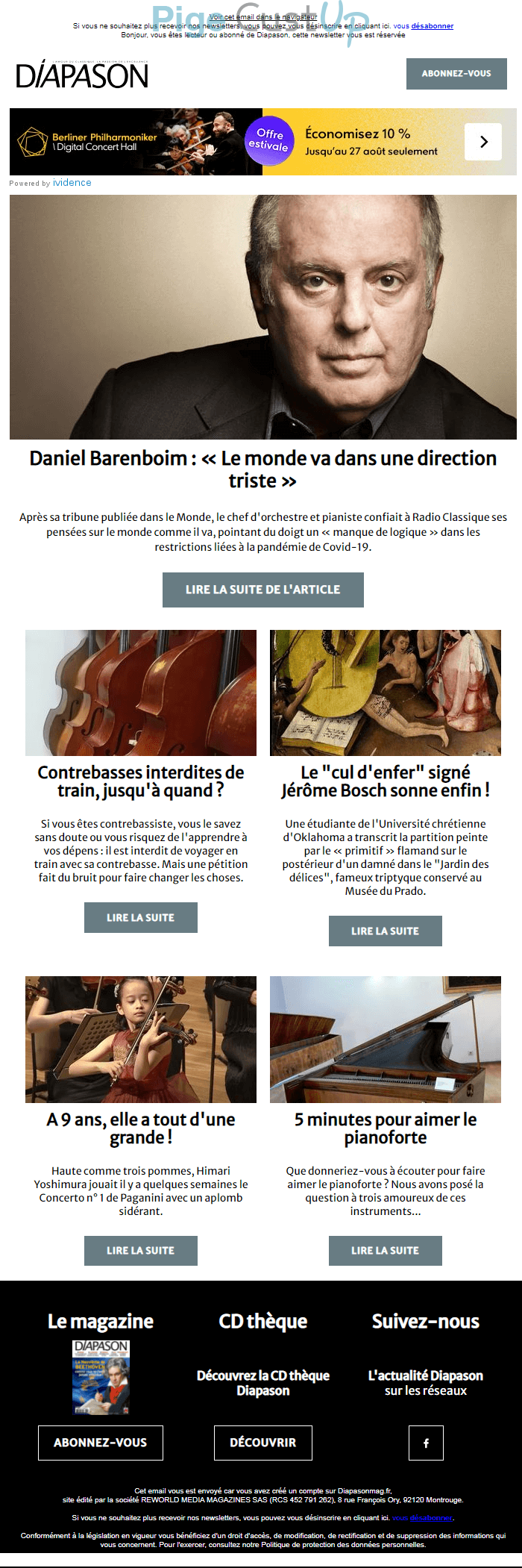 Exemple de Type de media  e-mailing - Diapason - Marketing relationnel - Newsletter