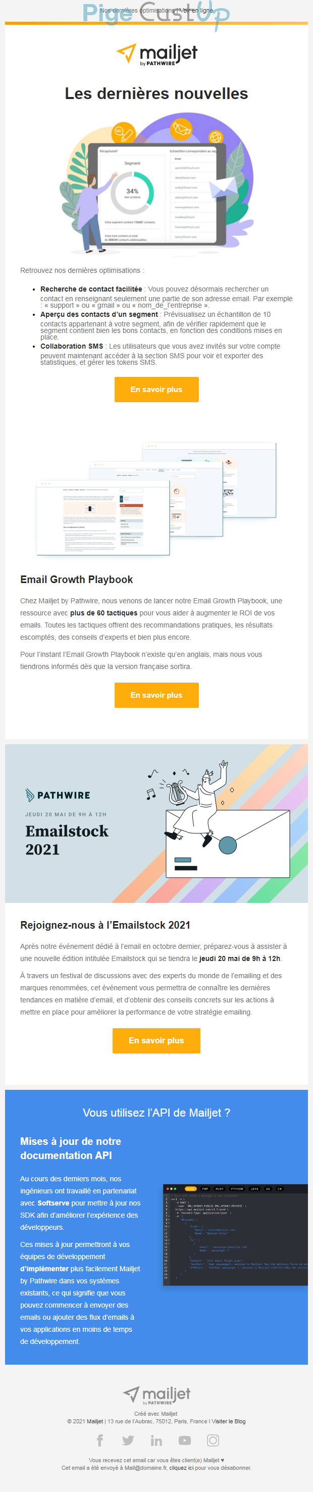 Exemple de Type de media  e-mailing - Mailjet - Marketing relationnel - Newsletter