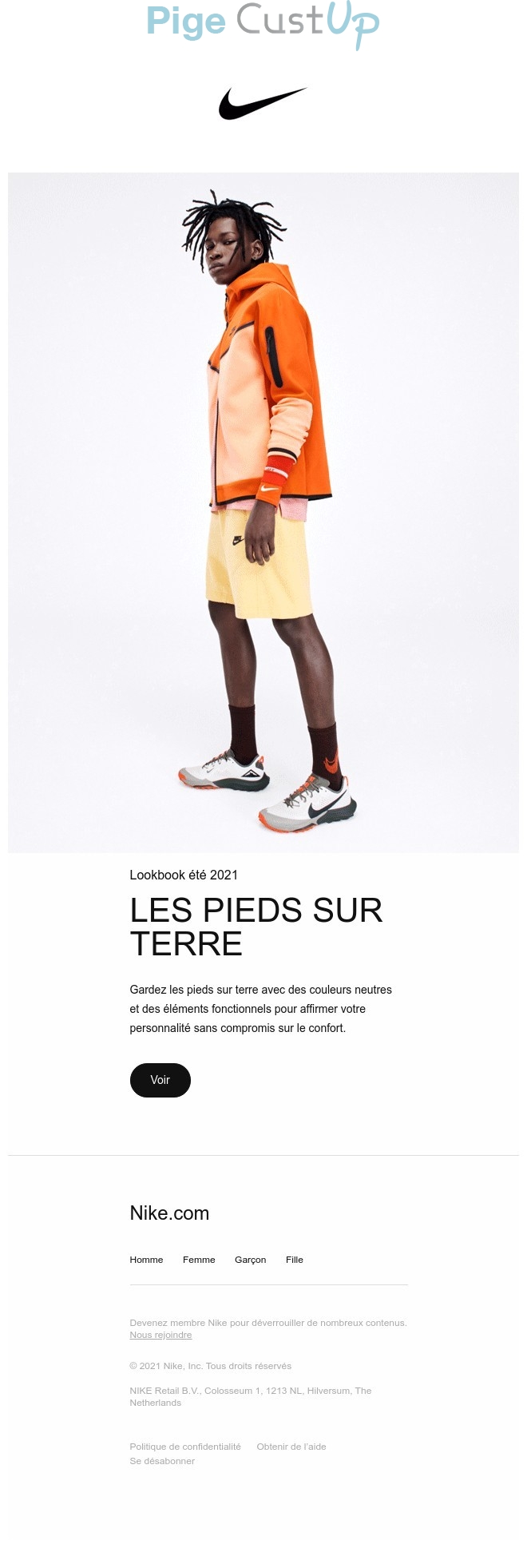 Exemple de Type de media  e-mailing - Nike - Marketing fidélisation - Incitation au réachat