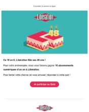 e-mailing - Collecte de données - Acquisition de leads - Marketing Acquisition - Jeu promo - Libération - 04/2021