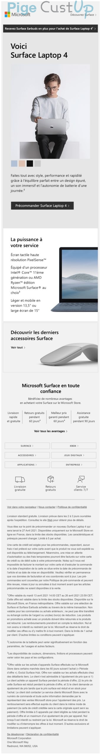 Exemple de Type de media  e-mailing - Microsoft - Marketing marque - Communication Produits - Nouveaux produits - Marketing relationnel - Evénement