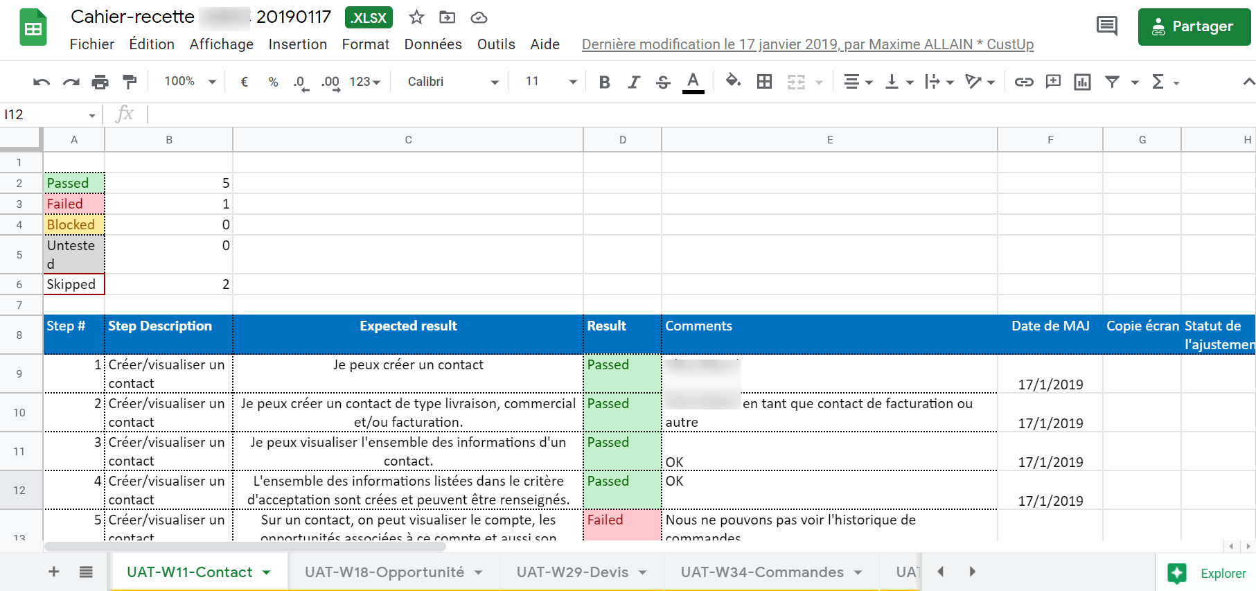 cahier de recette amoa crm marketing