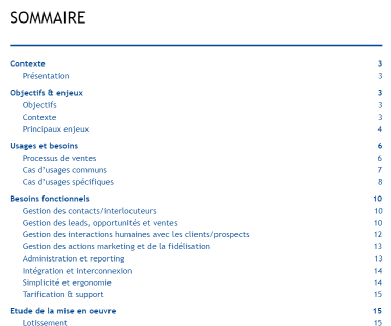 exemple cahier des charges crm