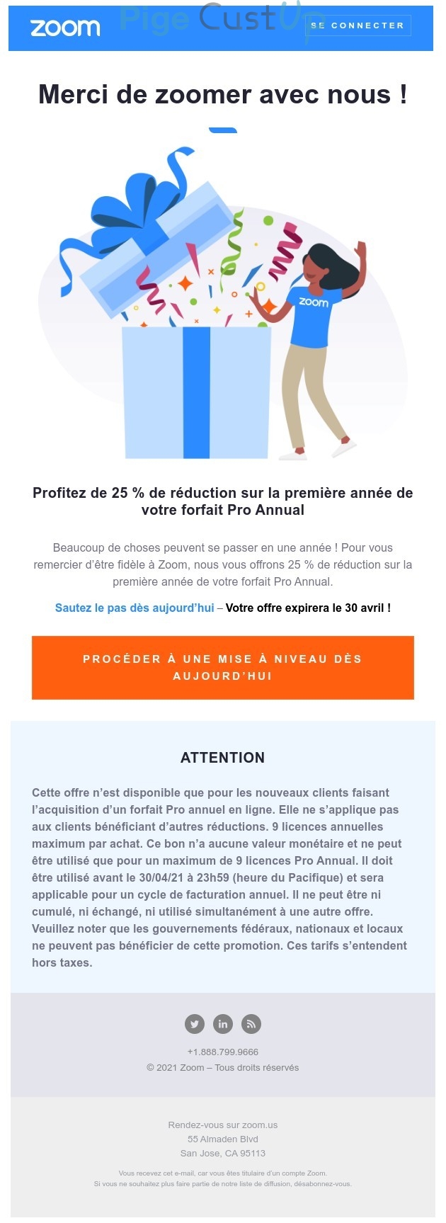 Exemple de Type de media  e-mailing - Zoom - Marketing Acquisition - Acquisition abonnements