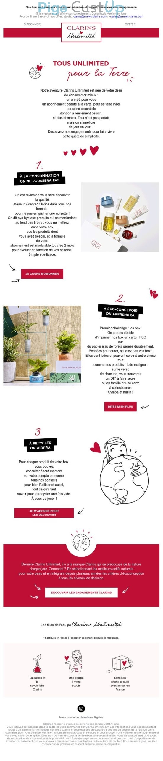 Exemple de Type de media  e-mailing - Clarins - Marketing marque - Communication Produits - Nouveaux produits - Marketing relationnel - Newsletter