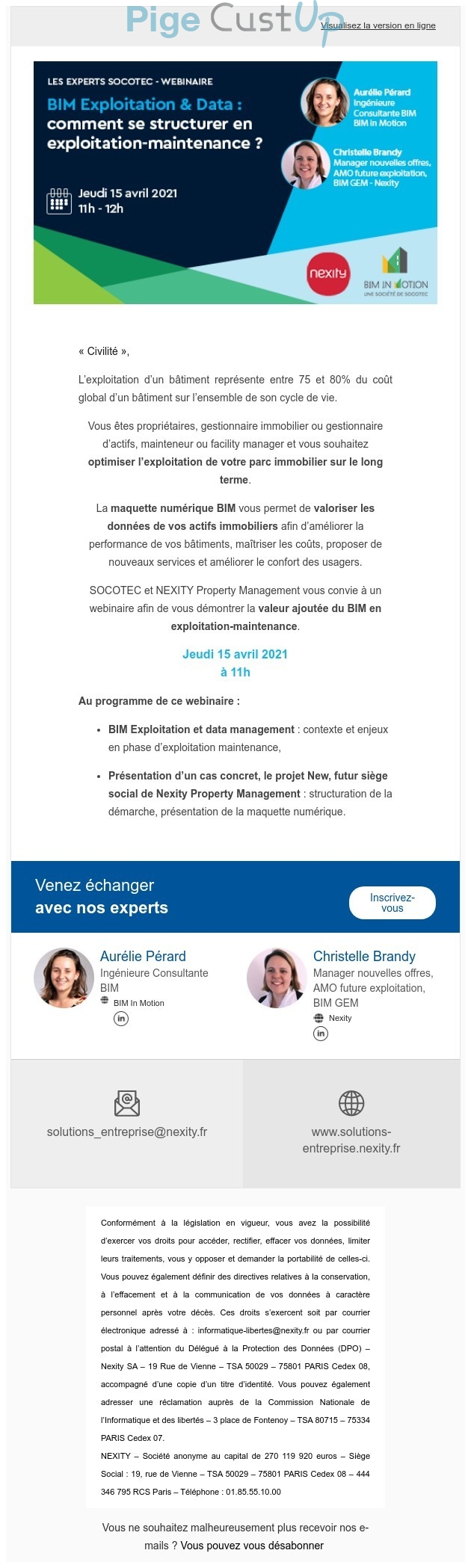 Exemple de Type de media  e-mailing - Nexity - Marketing relationnel - Evénement