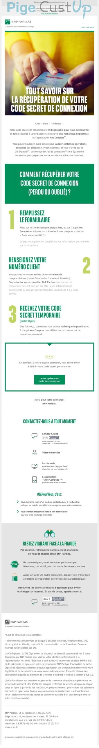 Exemple de Type de media  e-mailing - BNP - Transactionnels - Changement de mot de passe / d'identifiant