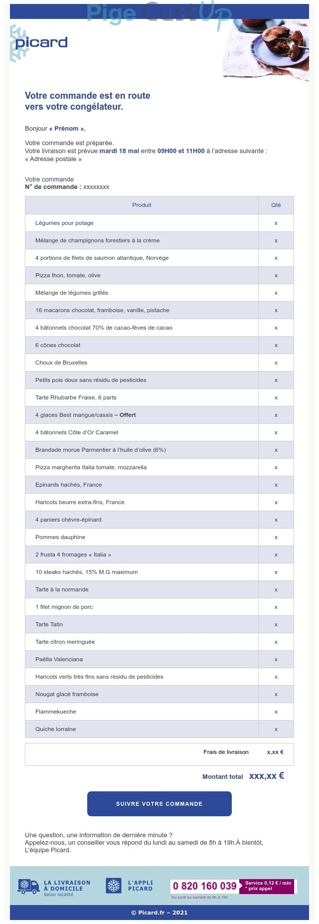 Exemple de Type de media  e-mailing - Picard - Transactionnels - Suivi de commande Expédition / Livraison