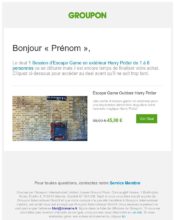 e-mailing - Marketing Acquisition - Panier abandonné - Groupon - 05/2021