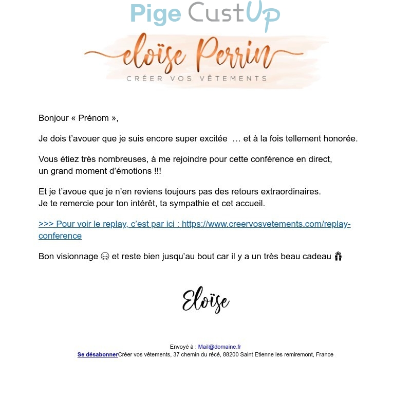Exemple de Type de media  e-mailing - Eloïse Perrin - Marketing relationnel - Newsletter