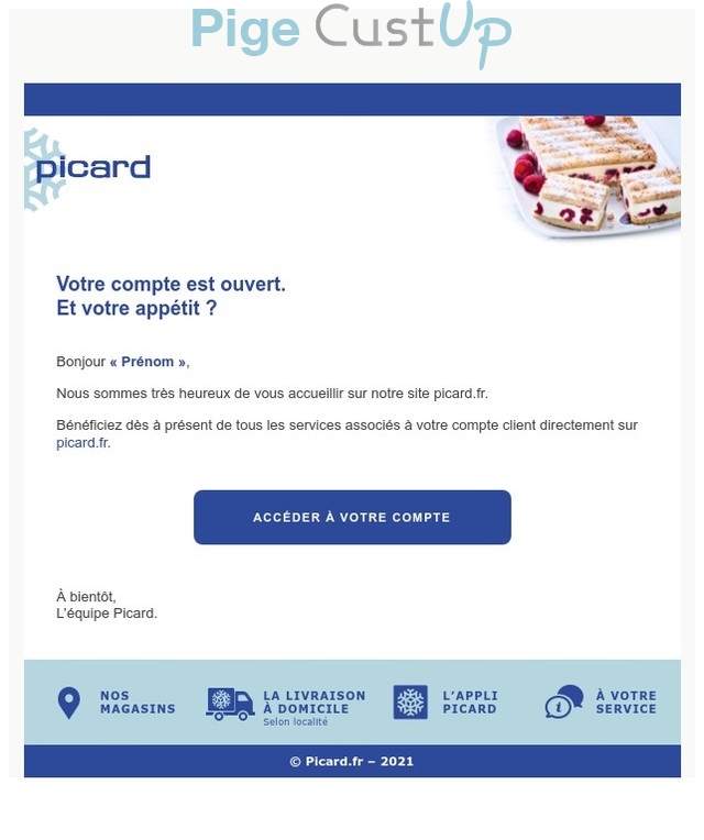 Exemple de Type de media  e-mailing - Picard - Transactionnels - Confirmation Ouverture de compte