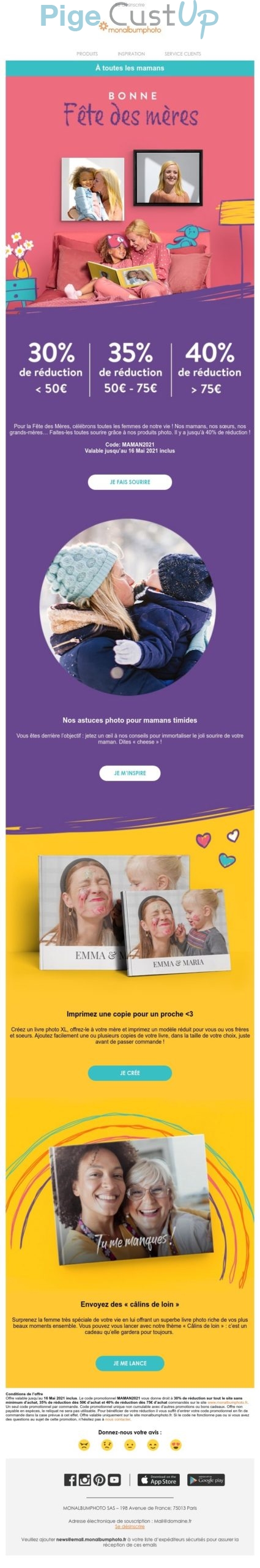 Exemple de Type de media  e-mailing - Monalbumphoto - Marketing relationnel - Calendaire (Noël, St valentin, Vœux, …)