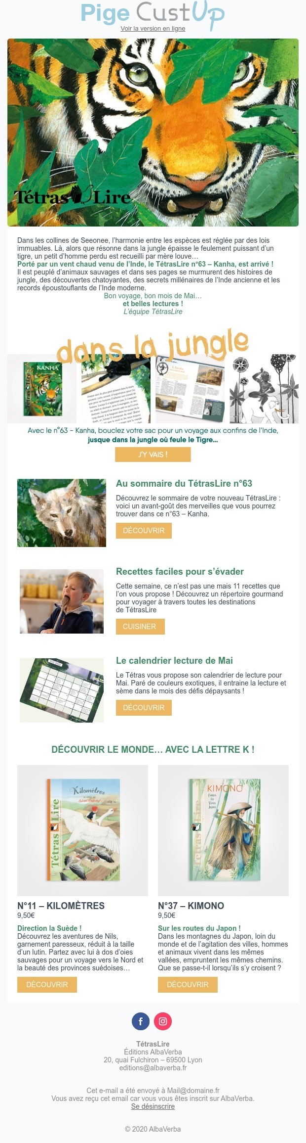 Exemple de Type de media  e-mailing - Albaverba - Marketing relationnel - Newsletter