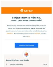 e-mailing - Transactionnels - Confirmation de commande - Burger King - 05/2021