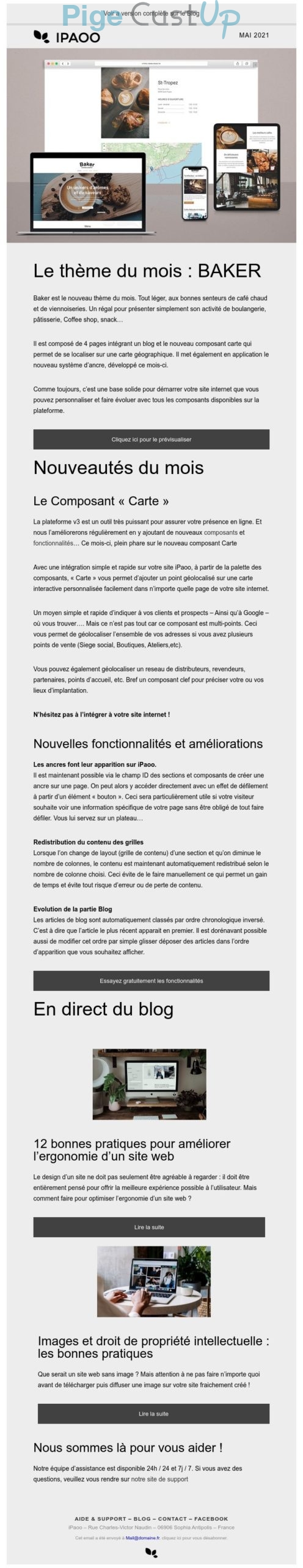 Exemple de Type de media  e-mailing - Ipaoo - Marketing relationnel - Newsletter