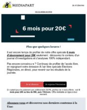 e-mailing - Marketing Acquisition - Acquisition abonnements - Derniers jours - Mediapart - 06/2021