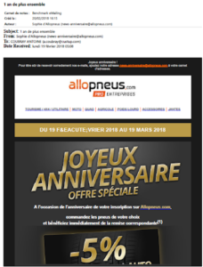 exemple d'emailing anniversaire