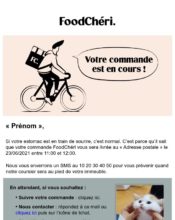 e-mailing - Transactionnels - Confirmation de commande - Suivi de commande Expédition / Livraison - FoodChéri - 06/2021