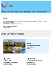 e-mailing - Marketing Acquisition - Panier abandonné - TUI - 06/2021