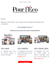 e-mailing - Marketing Acquisition - Panier abandonné - Pour L'Eco - 07/2021