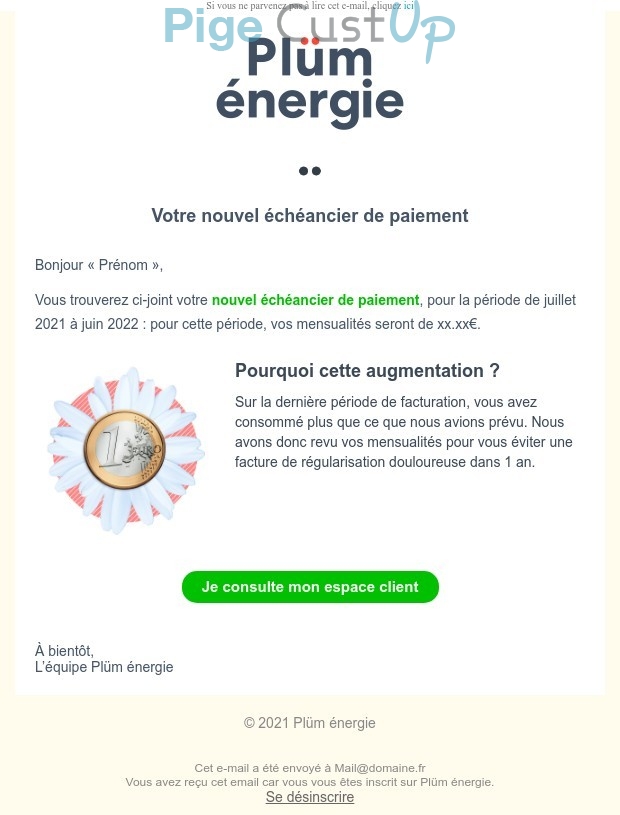 Exemple de Type de media  e-mailing - Plüm - Transactionnels - Consultation facture en ligne