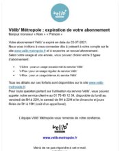 - Marketing fidélisation - Renouvellement abonnement - Velib - 11/2022