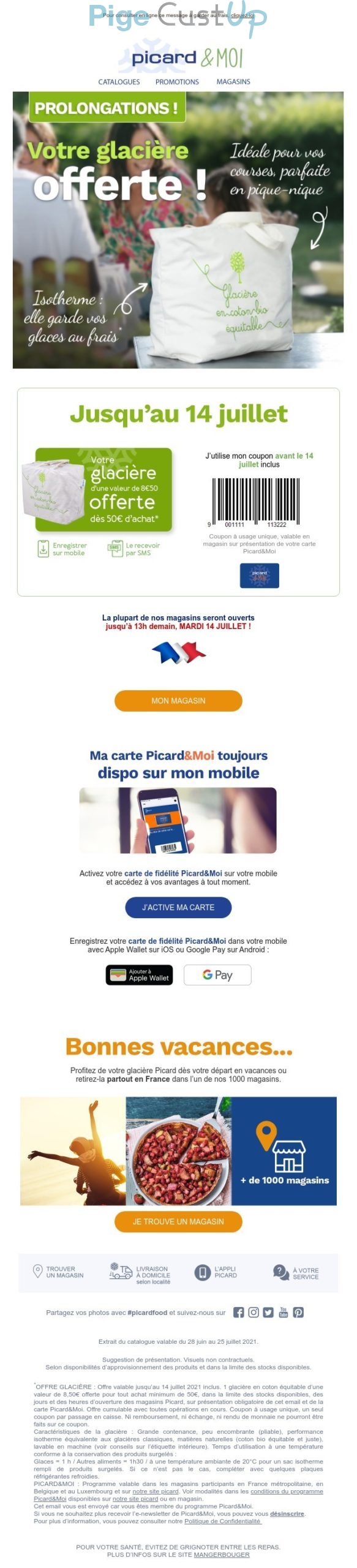 Exemple de Type de media  e-mailing - Picard - Marketing fidélisation - Animation / Vie du Programme de Fidélité - Marketing Acquisition - Derniers jours - Gratuit - Cadeau