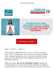 e-mailing - Marketing Acquisition - Jeu promo - Maaf - 07/2021