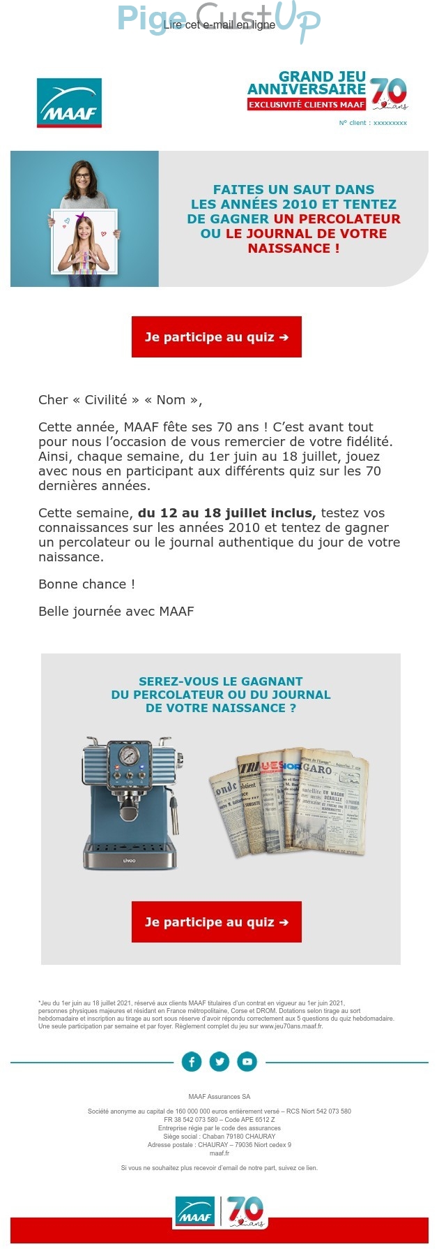 Exemple de Type de media  e-mailing - Maaf - Marketing Acquisition - Jeu promo