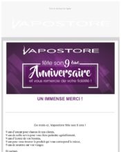 e-mailing - Marketing marque - Anniversaire marque - Vapostore - 07/2021