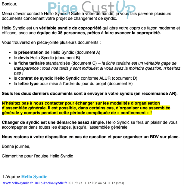 Exemple de Type de media  e-mailing - Hello Syndic - Collecte de données - Acquisition de leads