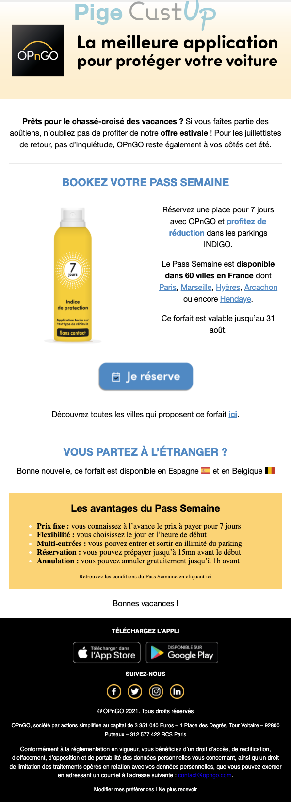 Exemple de Type de media  e-mailing - OPnGO - Marketing marque - Communication Services - Nouveaux Services - Marketing fidélisation - Incitation au réachat