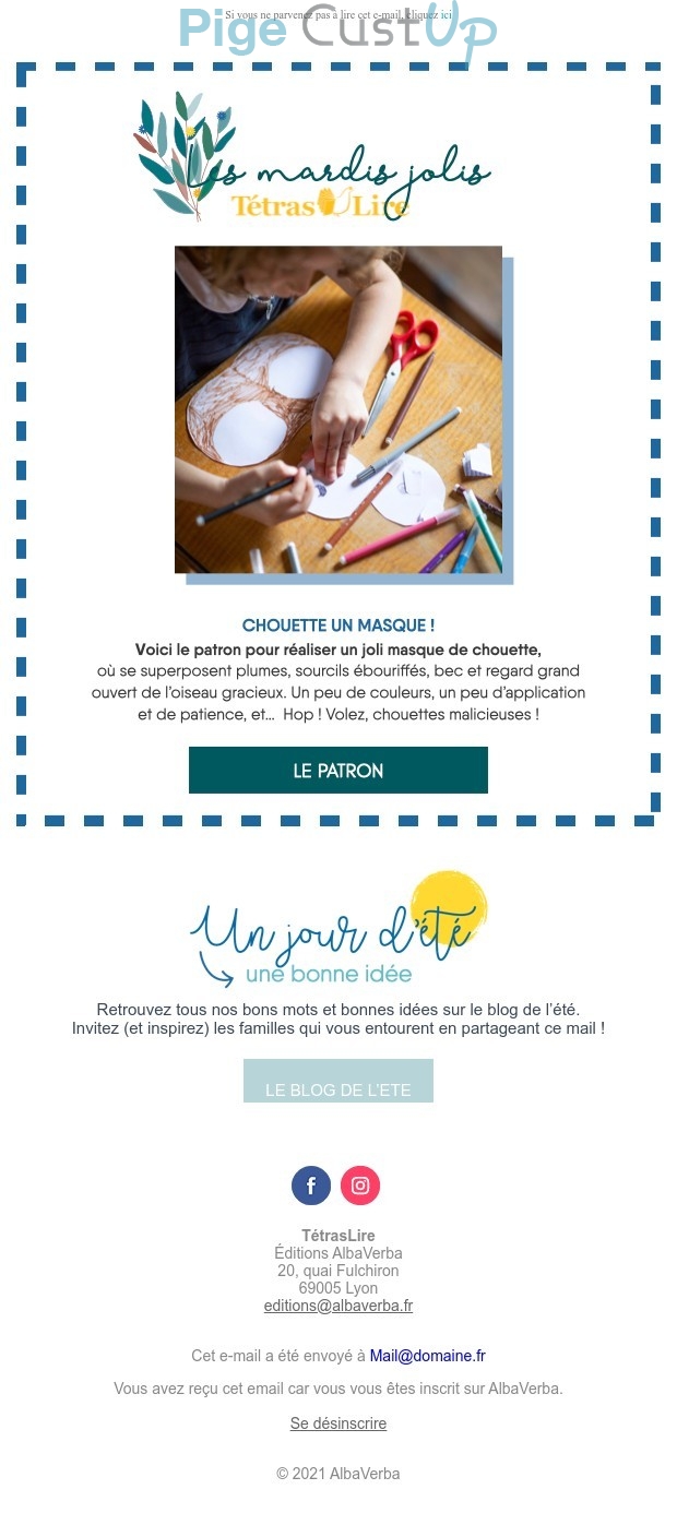 Exemple de Type de media  e-mailing - TétrasLire - Marketing relationnel - Newsletter