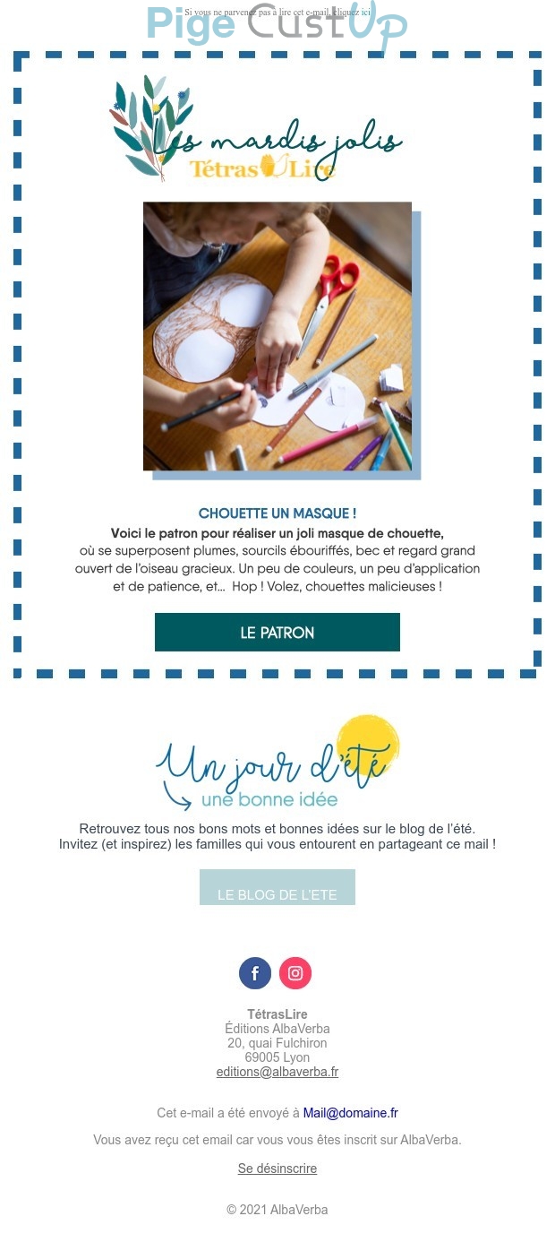 Exemple de Type de media  e-mailing - TétrasLire - Marketing relationnel - Newsletter