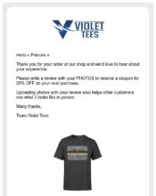 e-mailing - Enquêtes Clients - NPS / Avis clients - Violet Tees - 02/2022
