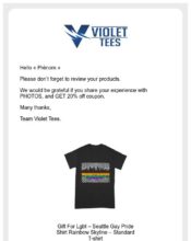 e-mailing - Enquêtes Clients - NPS / Avis clients - Violet Tees - 08/2021