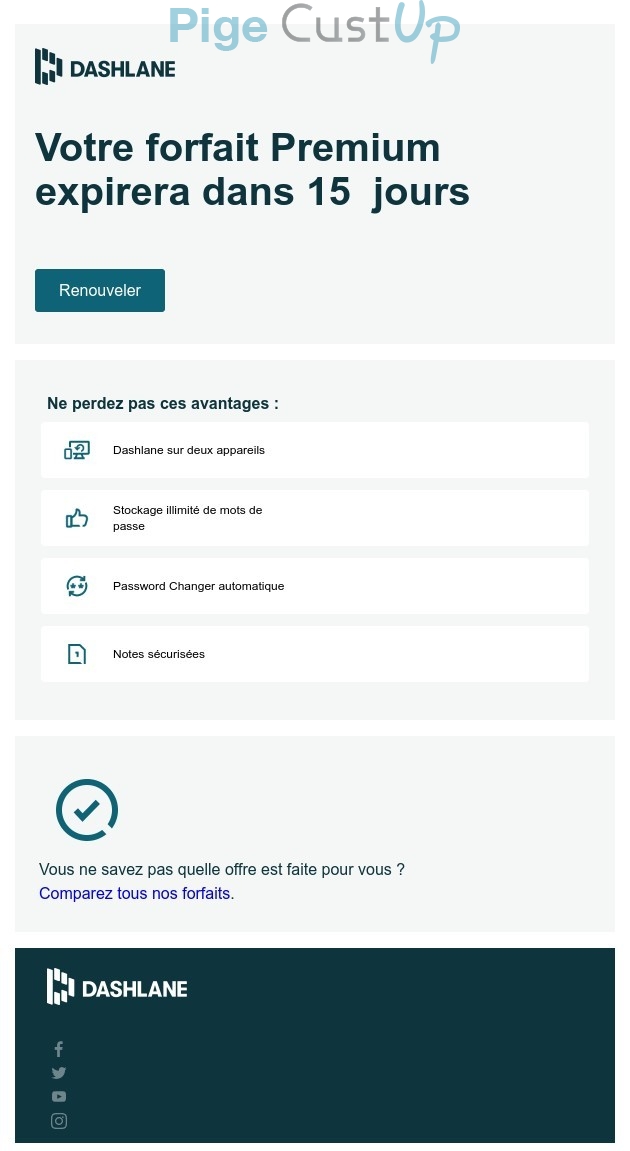 Exemple de Type de media  e-mailing - Dashlane - Marketing fidélisation - Renouvellement abonnement