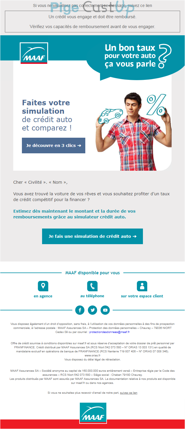 Exemple de Type de media  e-mailing - Maaf - Collecte de données - Acquisition de leads