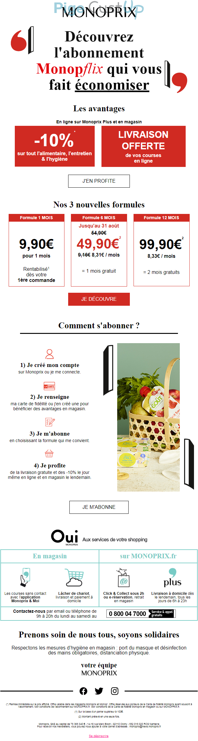 Exemple de Type de media  e-mailing - Monoprix - Marketing Acquisition - Acquisition abonnements